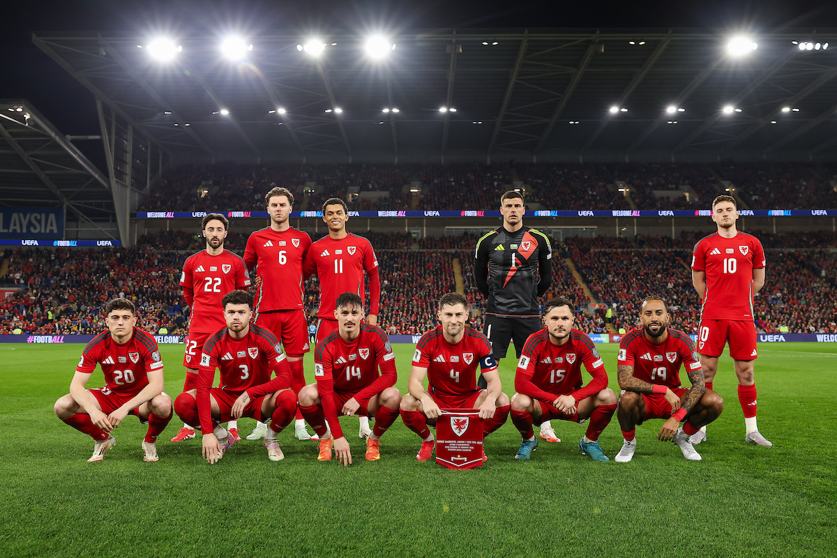 Cymru Team photo ahead of the 2026 FIFA World Cup European Qualifiers, group J fixture between Wales & Kazakhstan at the Cardiff City Stadium on the 22nd of March