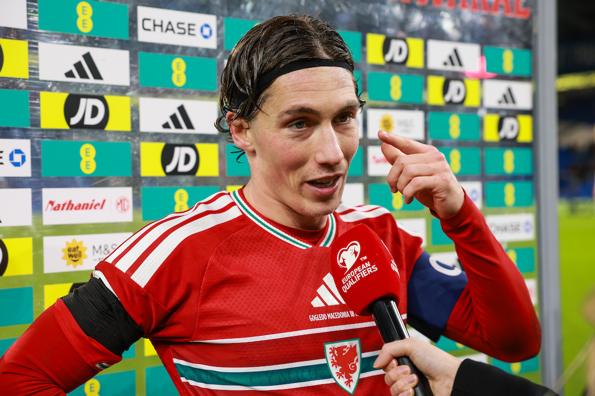 CARDIFF, WALES - 18 NOVEMBER 2025: Wales' Harry Wilson during the a post match interview during the 2026 FIFA World Cup European Qualifying fixture between Wales & North Macedonia on the 18th of November at the Cardiff City Stadium, Cardiff, Wales