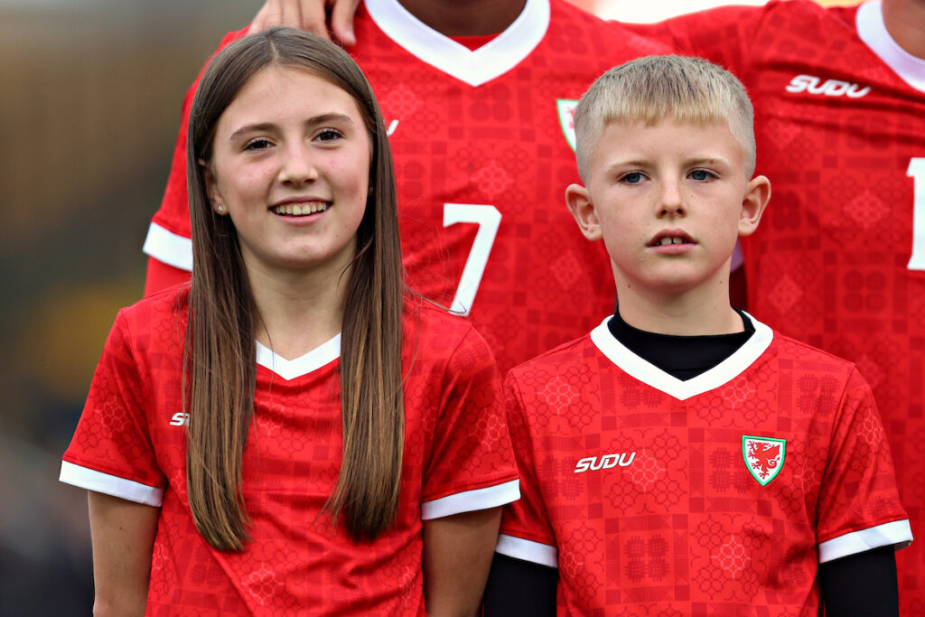 Cymru mascots before Cymru U21s vs Austria U21s in Round 8 of the Euro U21 Qualification Group I at The Oval, Caernarfon